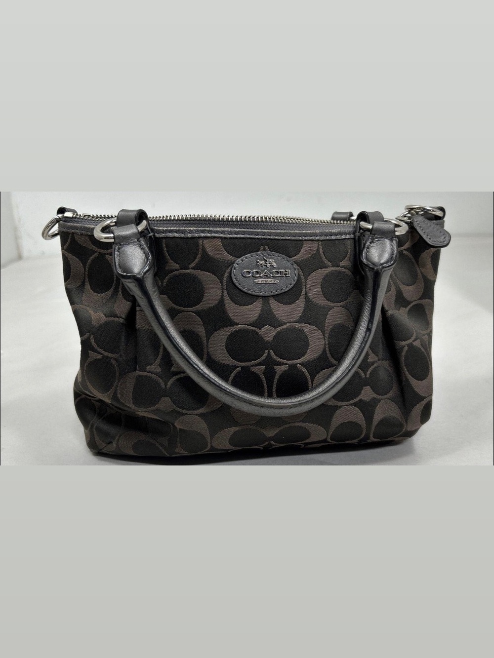 Coach Brown and Black Signature Mini Satchel